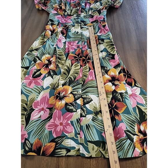 Vintage Sweet Miranda 6P Tropical Floral Dress 80s 90s Shoulder Pads EUC - Picture 9 of 9